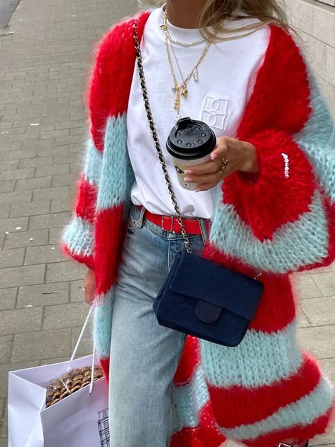 Cardigan lungo lavorato a maglia casual