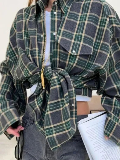 camicia a quadri oversize
