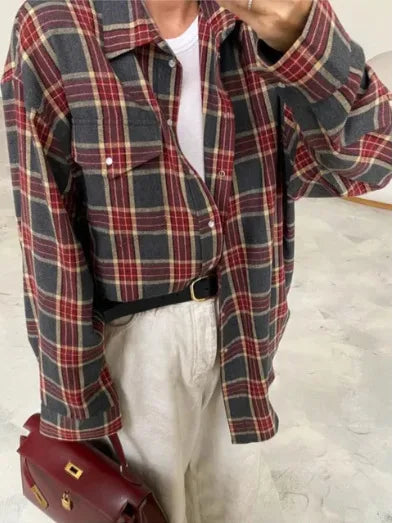camicia a quadri oversize