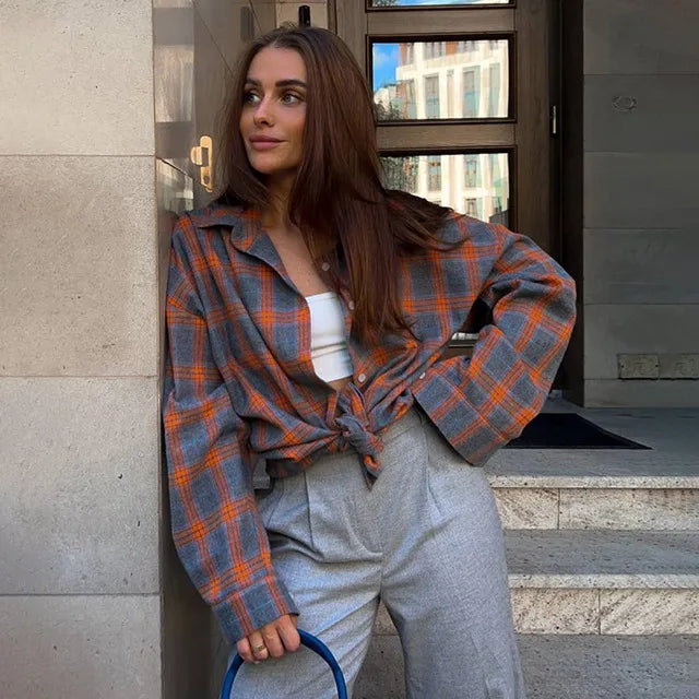 camicia a quadri oversize