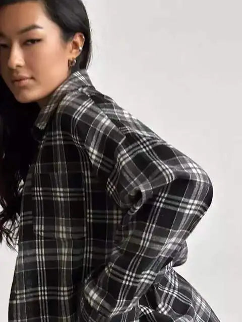 camicia a quadri oversize