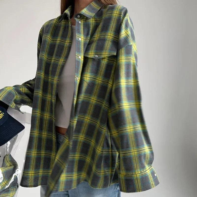 camicia a quadri oversize