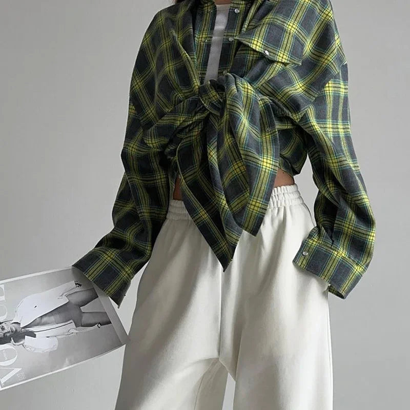 camicia a quadri oversize