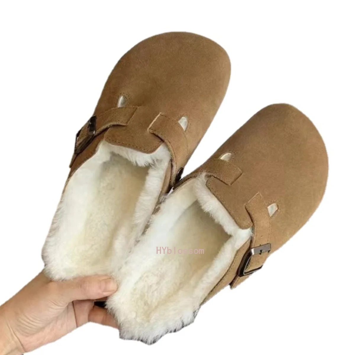 Pantofole da donna in pelle scamosciata