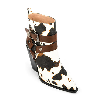 stivaletto corto con tacchi  western con fibbia