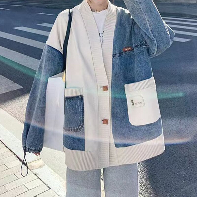 cardigan in demin oversize