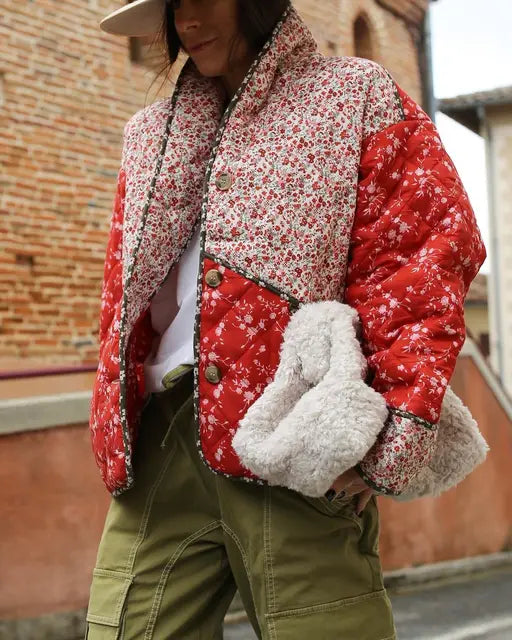 Cappotto in cotone da donna con stampa