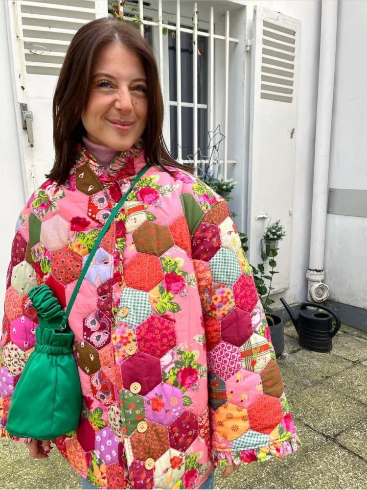 Cappotto in cotone da donna con stampa