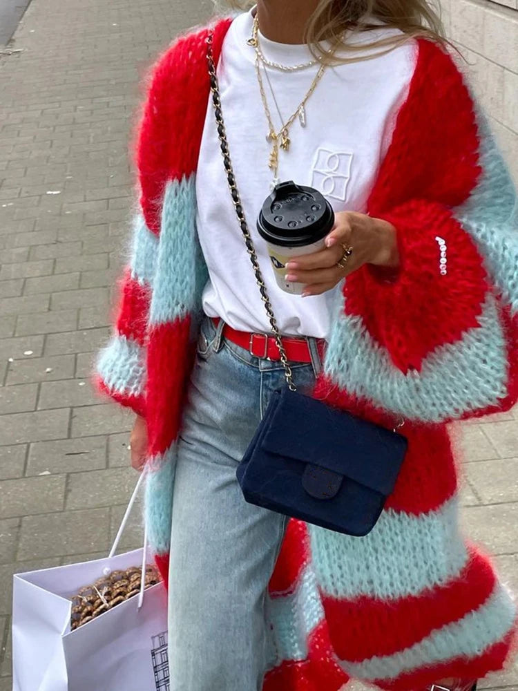 Cardigan lungo lavorato a maglia casual