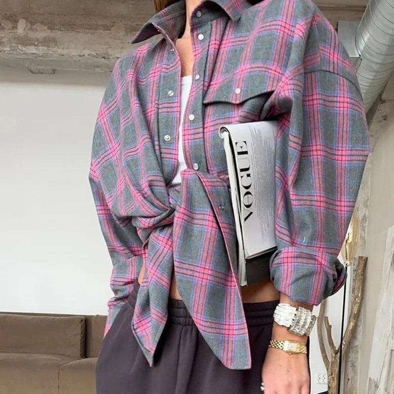 camicia a quadri oversize