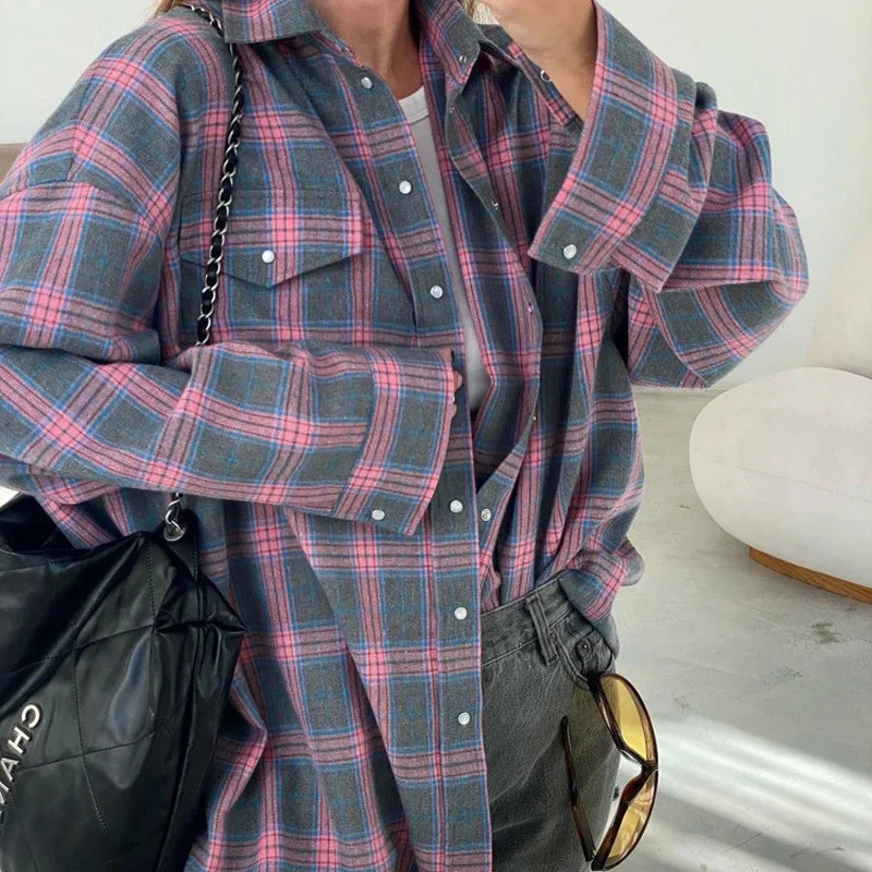 camicia a quadri oversize