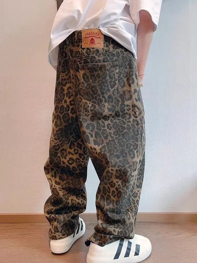 jeans leopardato oversize