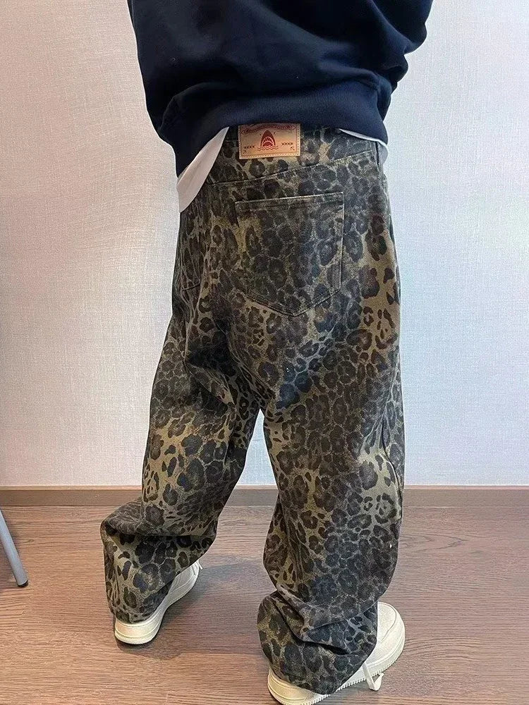 jeans leopardato oversize