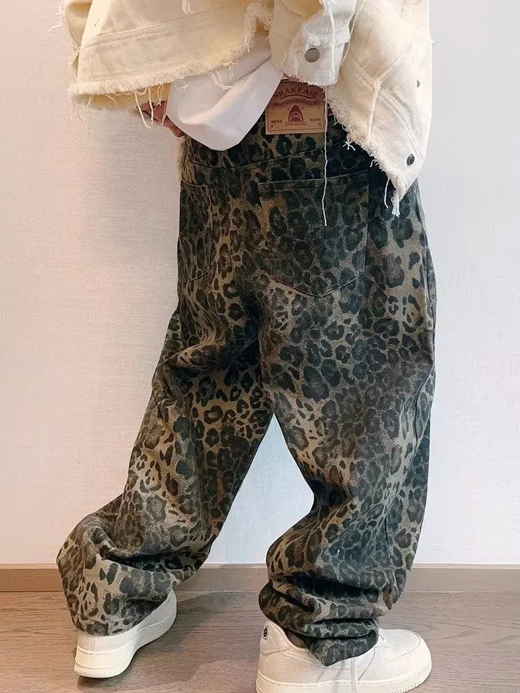 jeans leopardato oversize